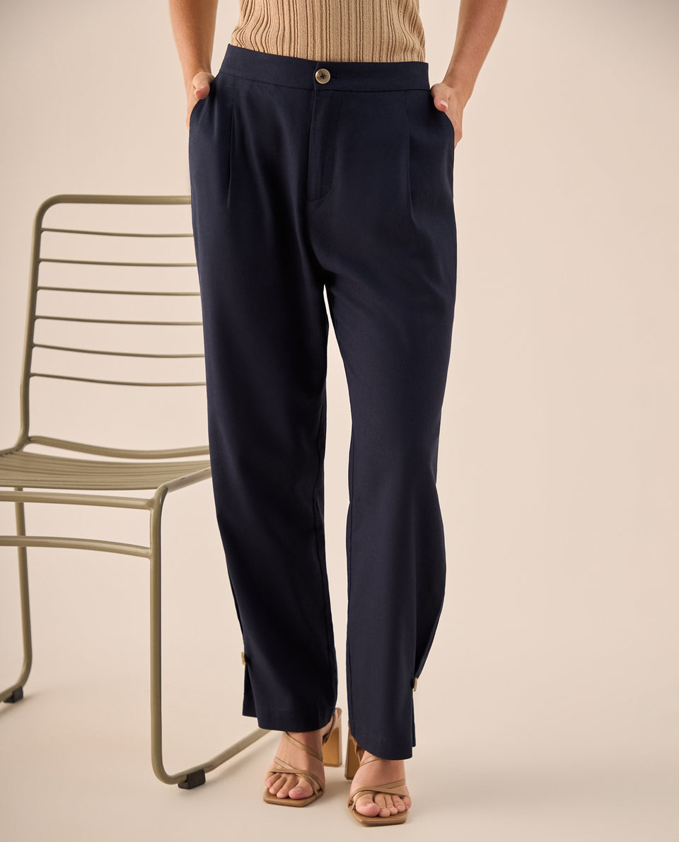 Pantalón Wide Leg Azul con Pliegues Frontales - Azul 34_439G211_AZU184432_3