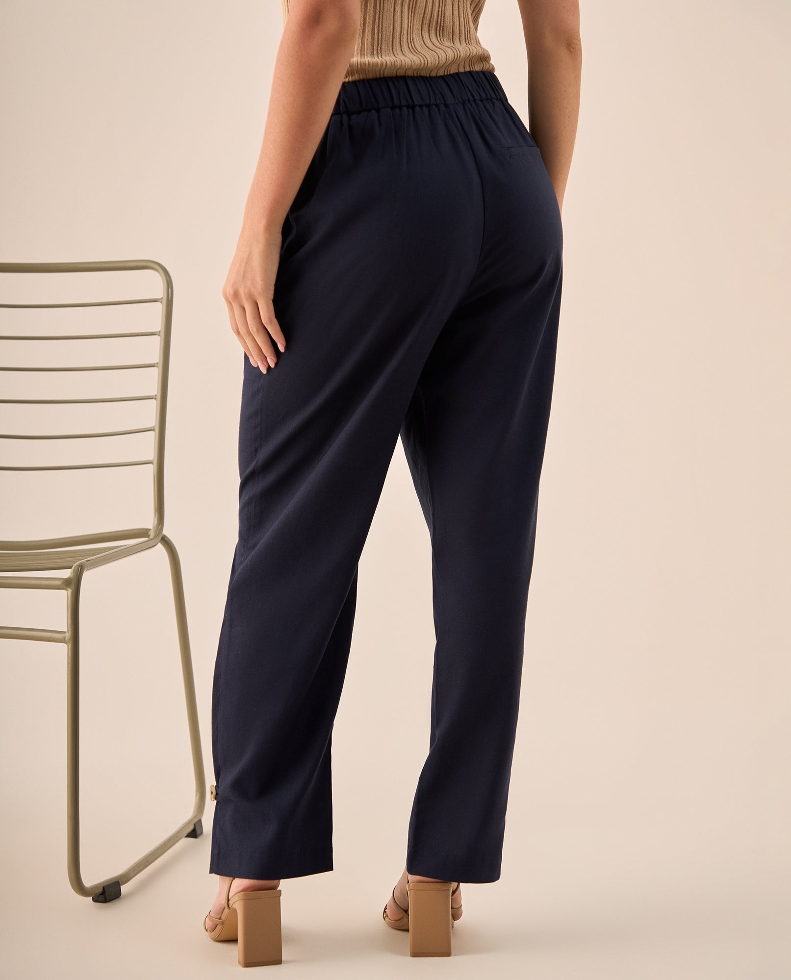 Pantalón Wide Leg Azul con Pliegues Frontales - Azul 34_439G211_AZU184432_6