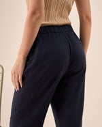 Pantalón Wide Leg Azul con Pliegues Frontales - Azul