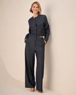 Pantalón Tiro Alto Azul Turco con Silueta Wide - Azul