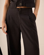 Pantalón Palazzo Negro Rayas Diplomáticas - Negro