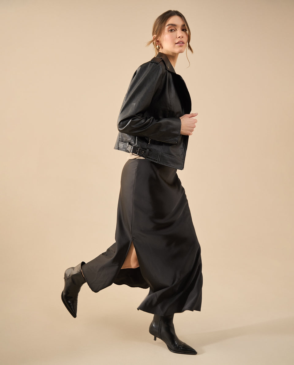 Falda larga en satín para mujer - Negro 34_442G101_NEG190303_6