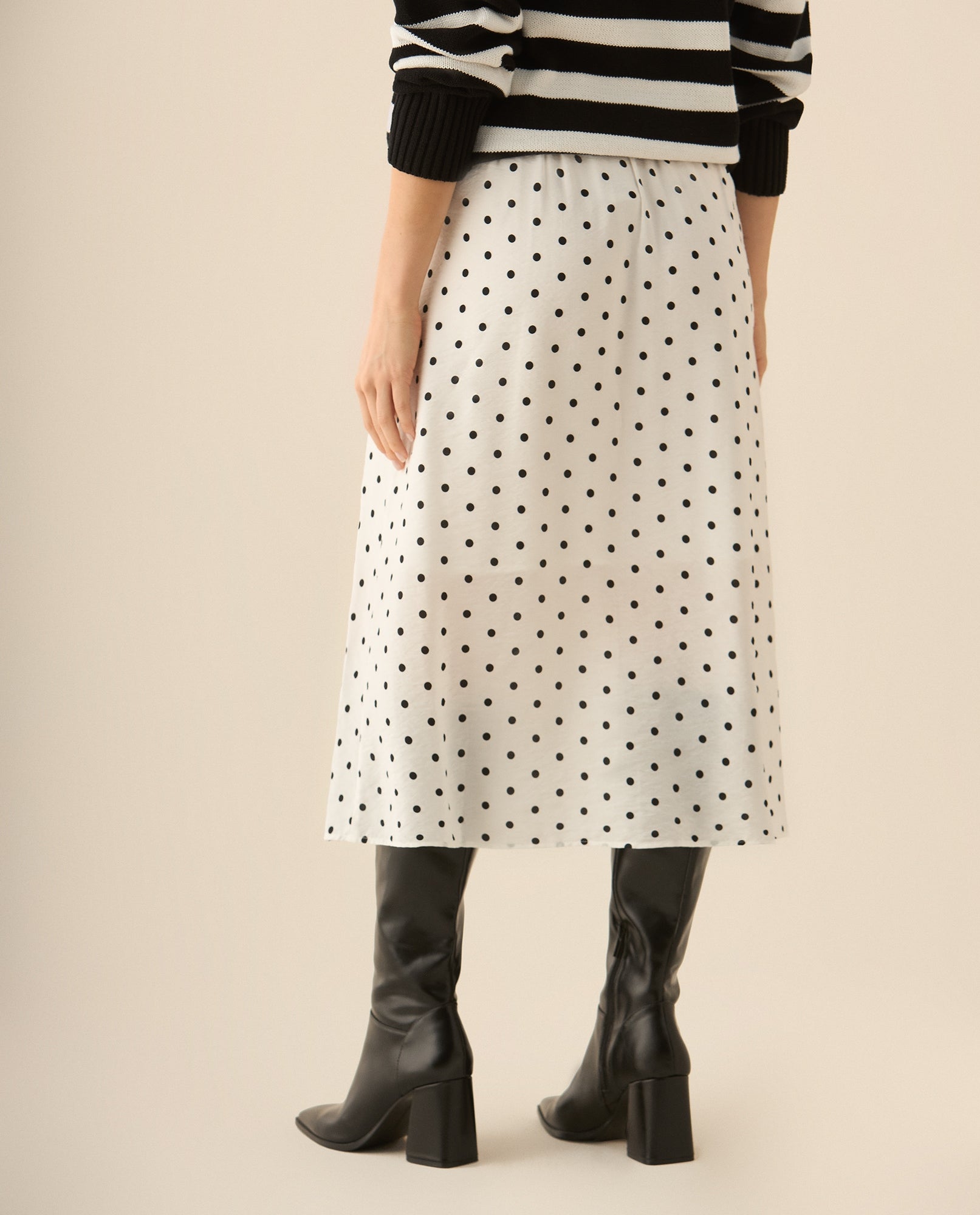 Falda midi de tela fluida para mujer - Blanco 34_443G003_BLA110601_5