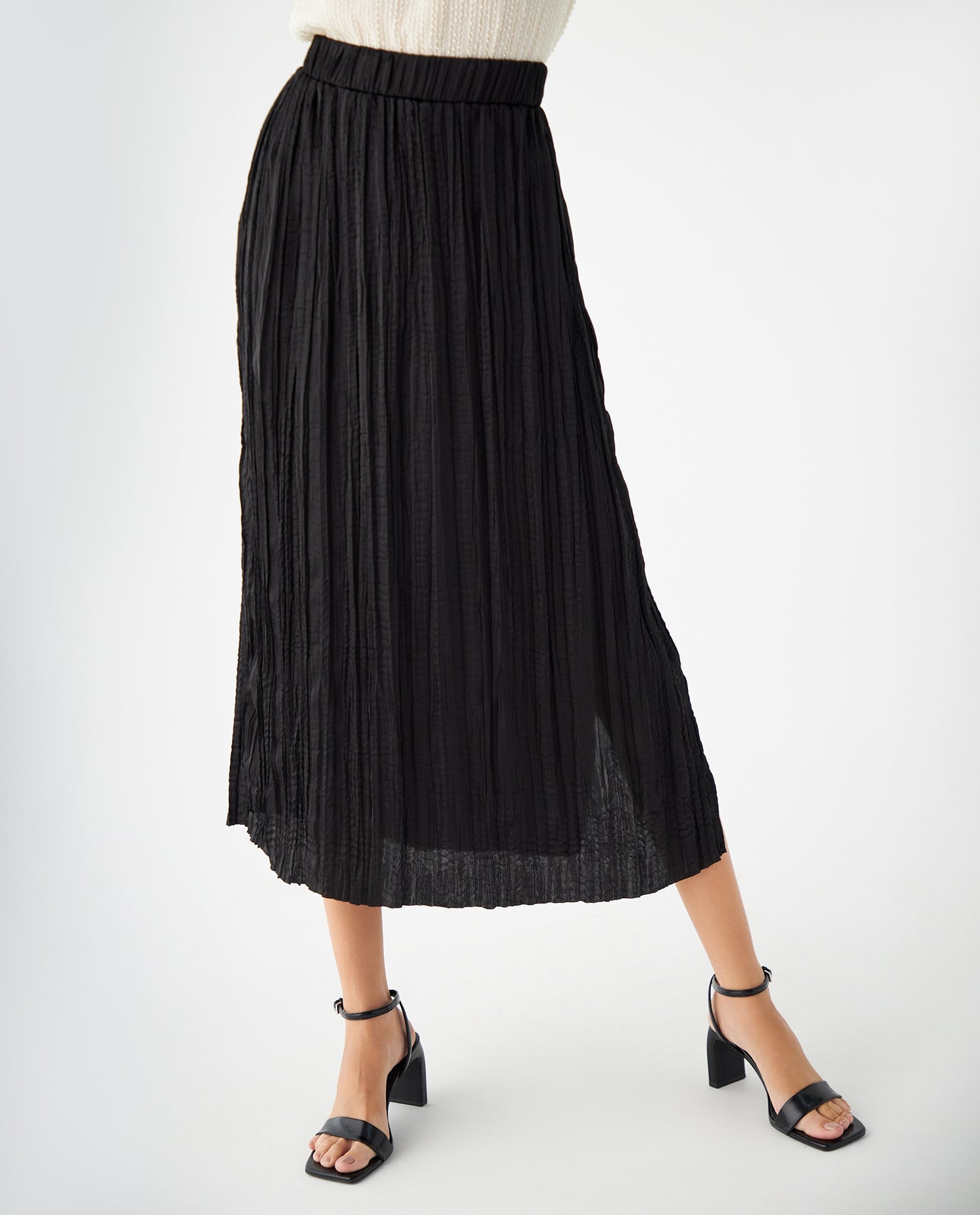 Falda con efecto corrugado para mujer - Negro