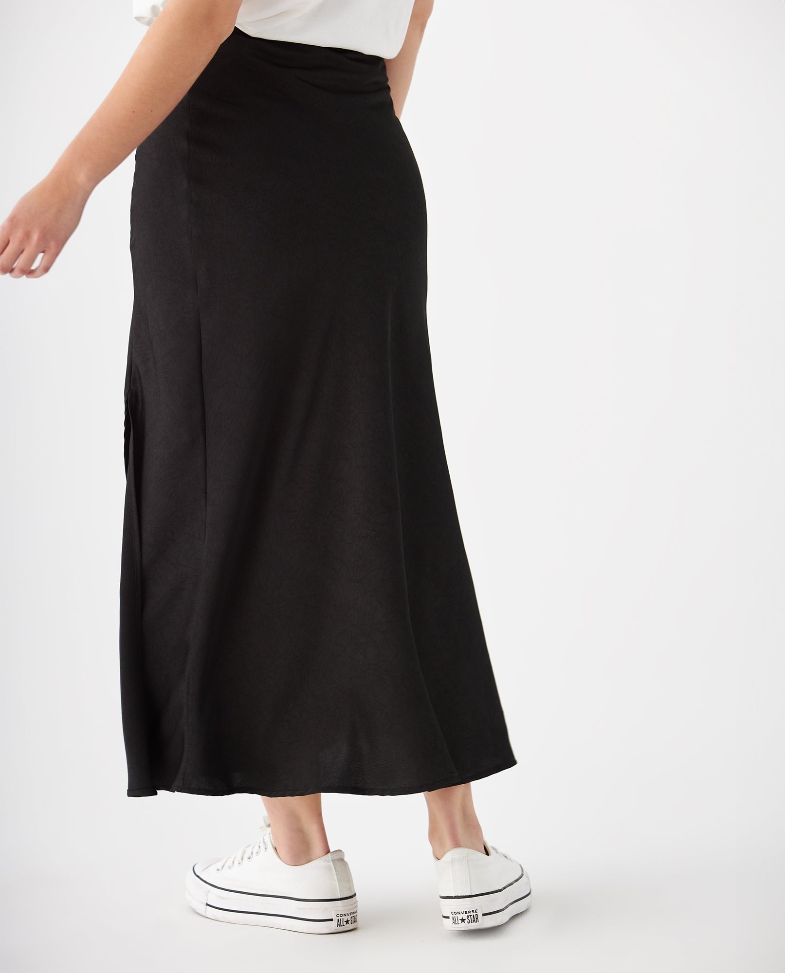 Falda de tela fluida para mujer - Negro 34_449F103_NEG193909_4