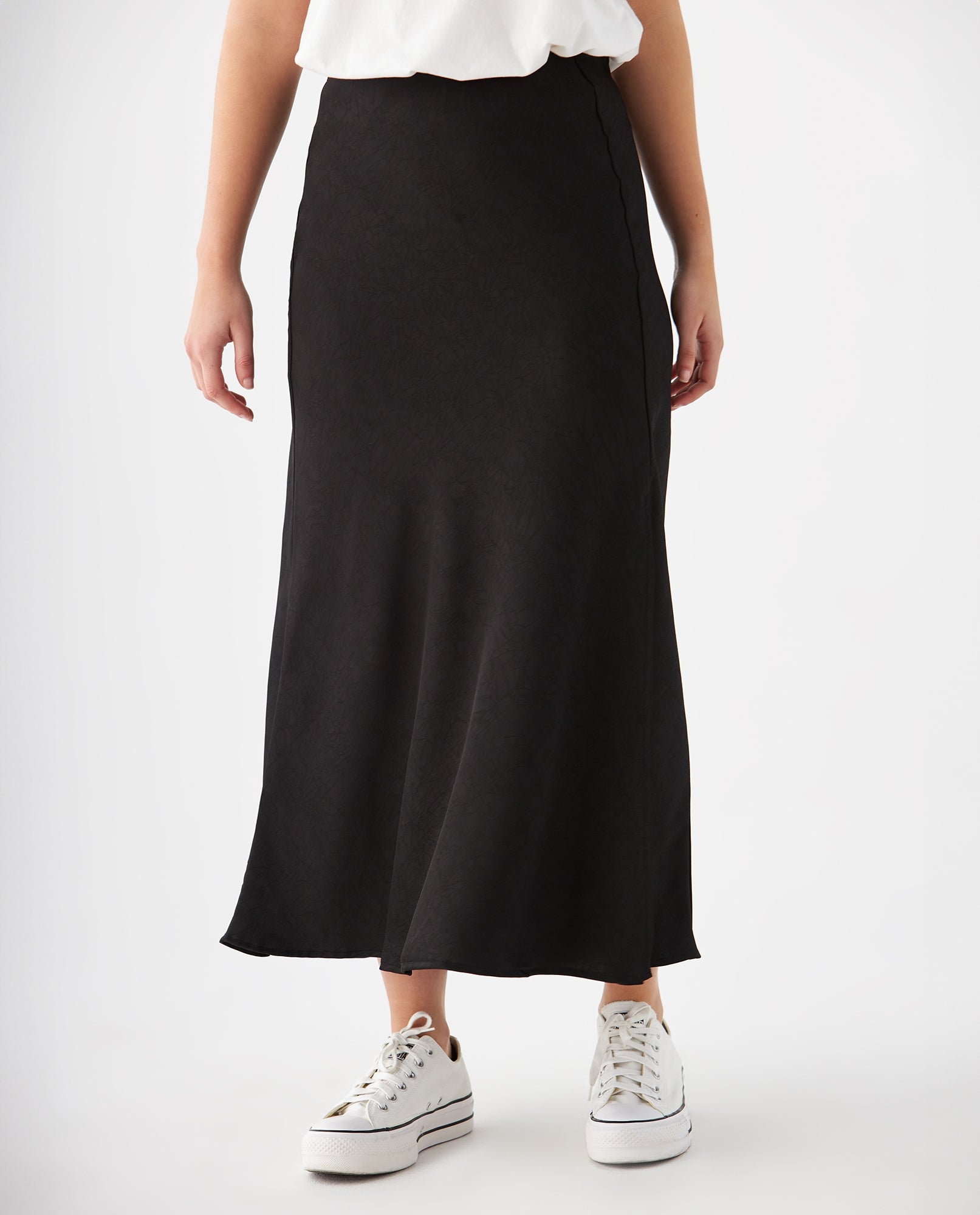 Falda de tela fluida para mujer - Negro 34_449F103_NEG193909_5
