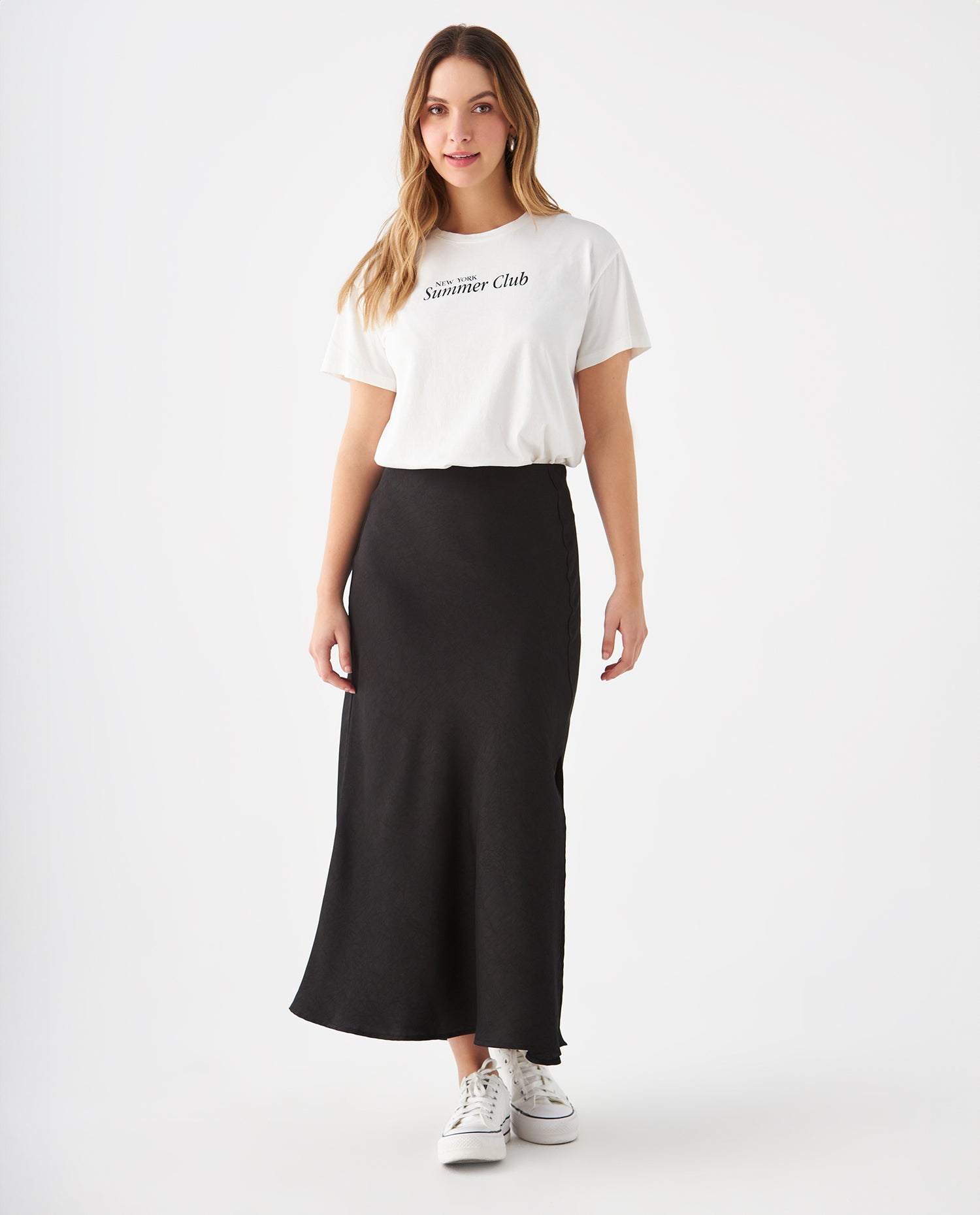 Falda de tela fluida para mujer - Negro