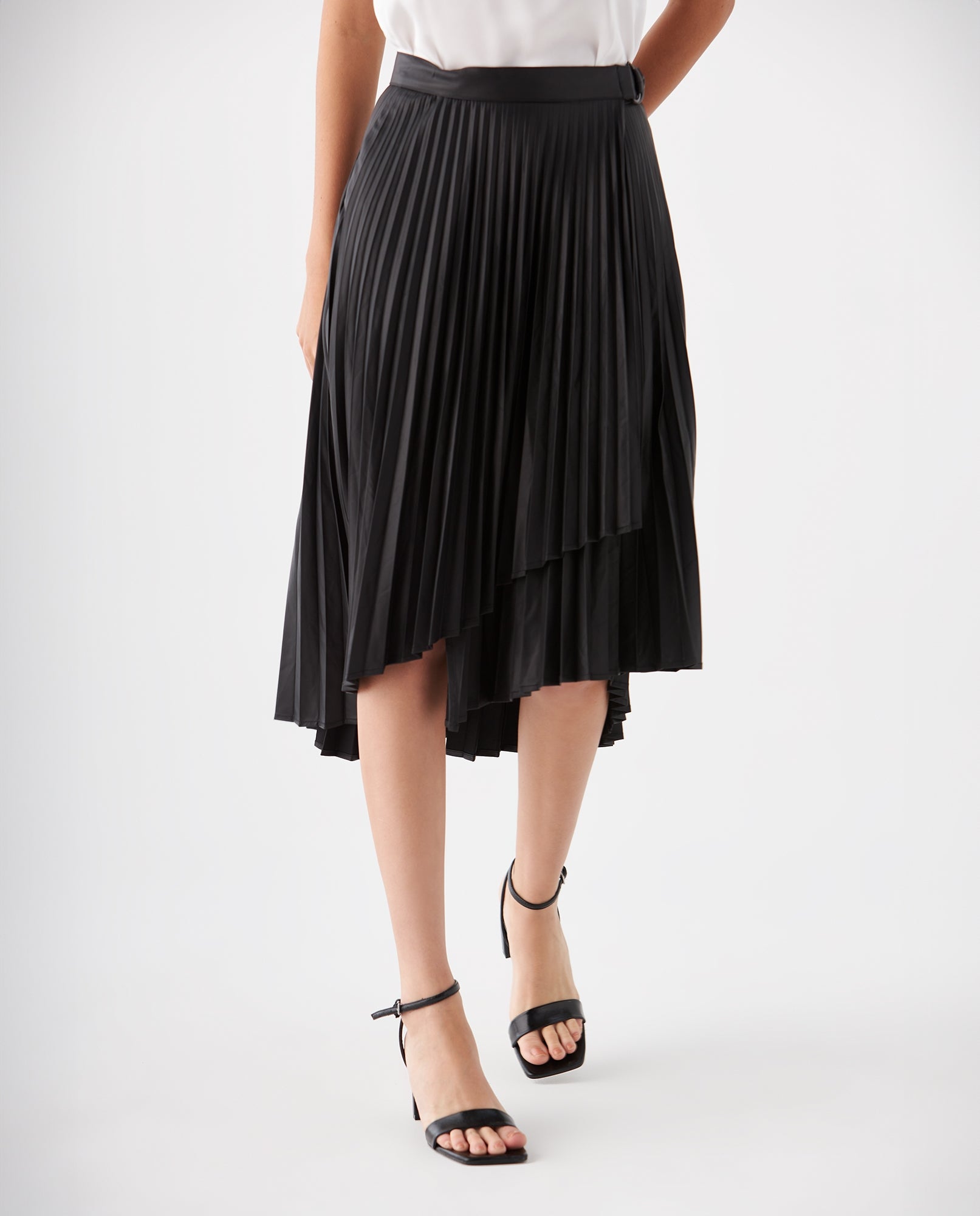 Falda plisada tipo cuero para mujer - Negro 34_449F202_NEG193909_3