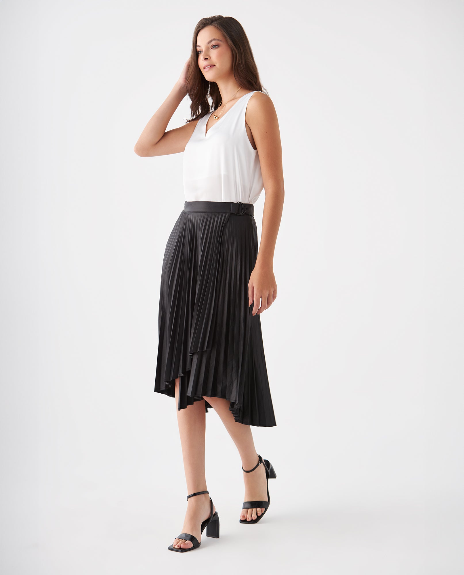 Falda plisada tipo cuero para mujer - Negro 34_449F202_NEG193909_6