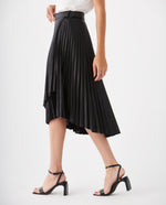 Falda plisada tipo cuero para mujer - Negro