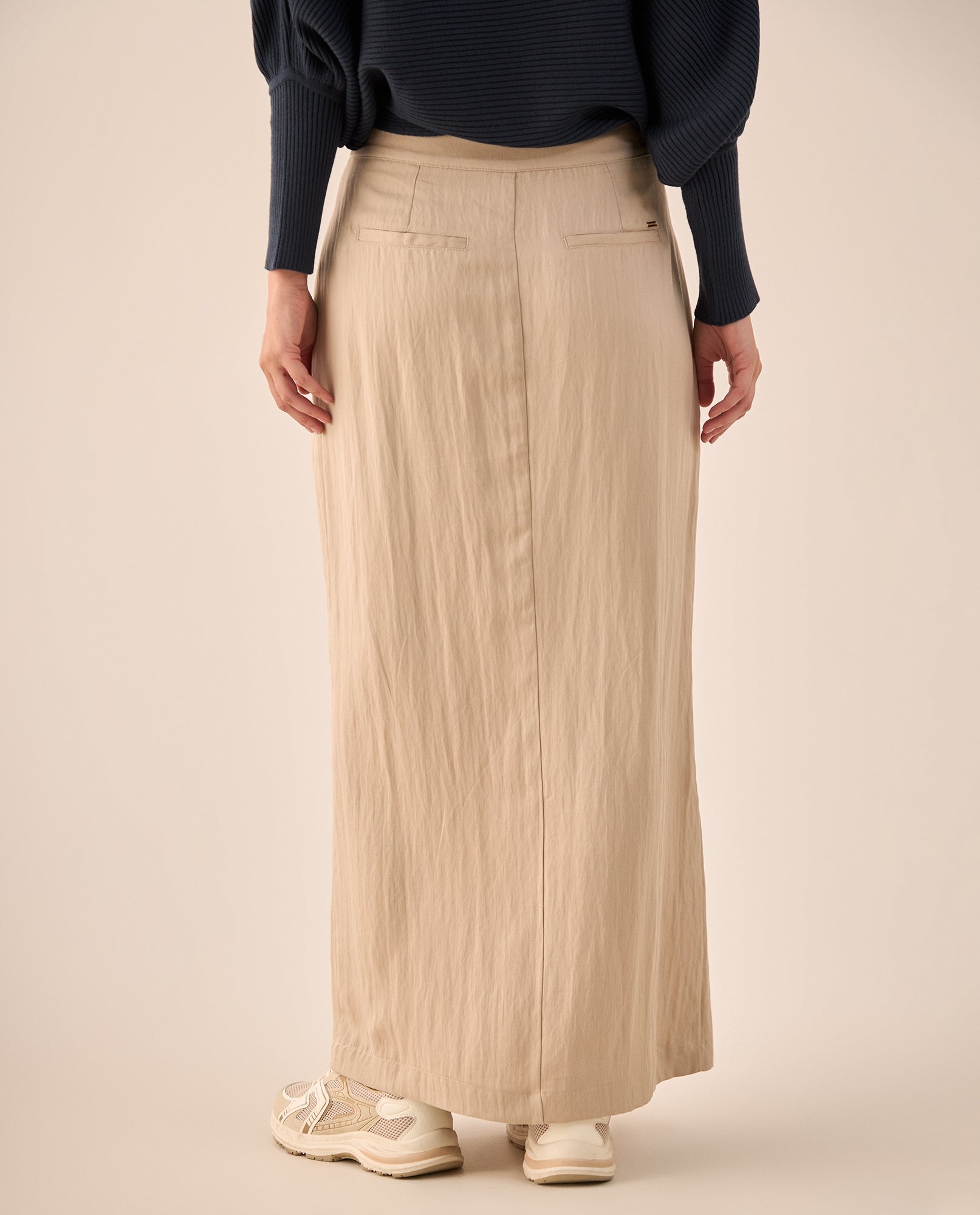 Falda Larga Beige con Abertura Frontal - Beige 34_449G002_BEI151304_5