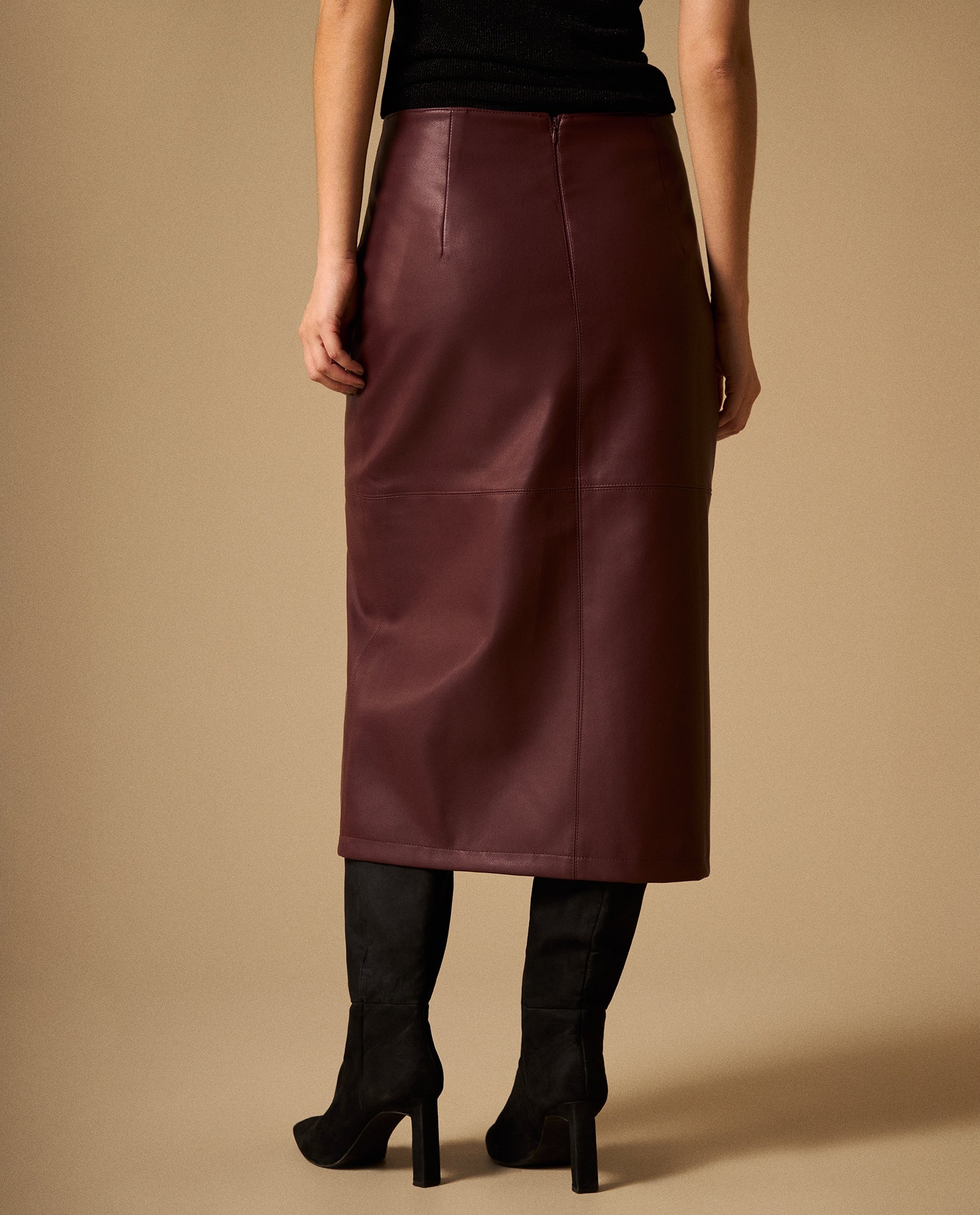 Falda Midi con Abertura Frontal Morado Oscuro - Morado 34_449G210_MOR191619_5
