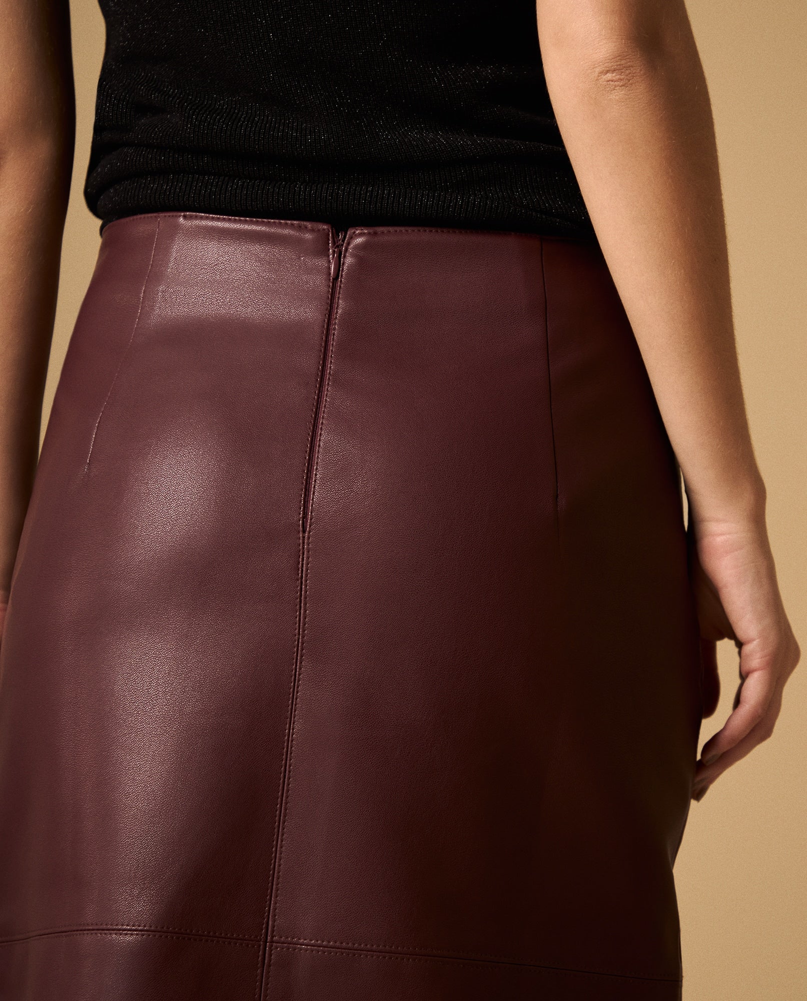 Falda Midi con Abertura Frontal Morado Oscuro - Morado 34_449G210_MOR191619_6