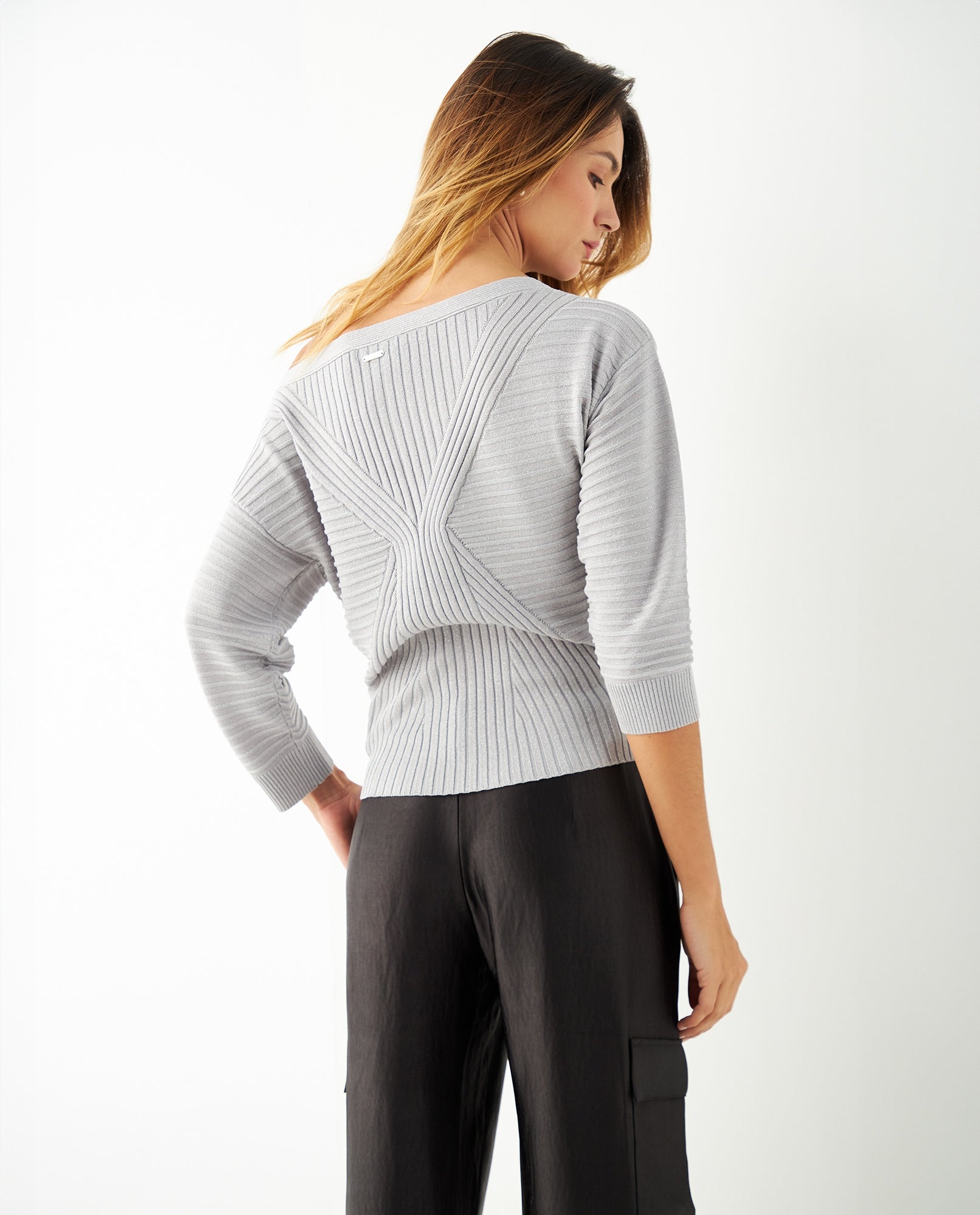 Buzo tejido a rayas para mujer - Gris 34_461F204_GRI140000_5