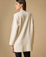 Cardigan tejido hombro caído frente abierto - Beige