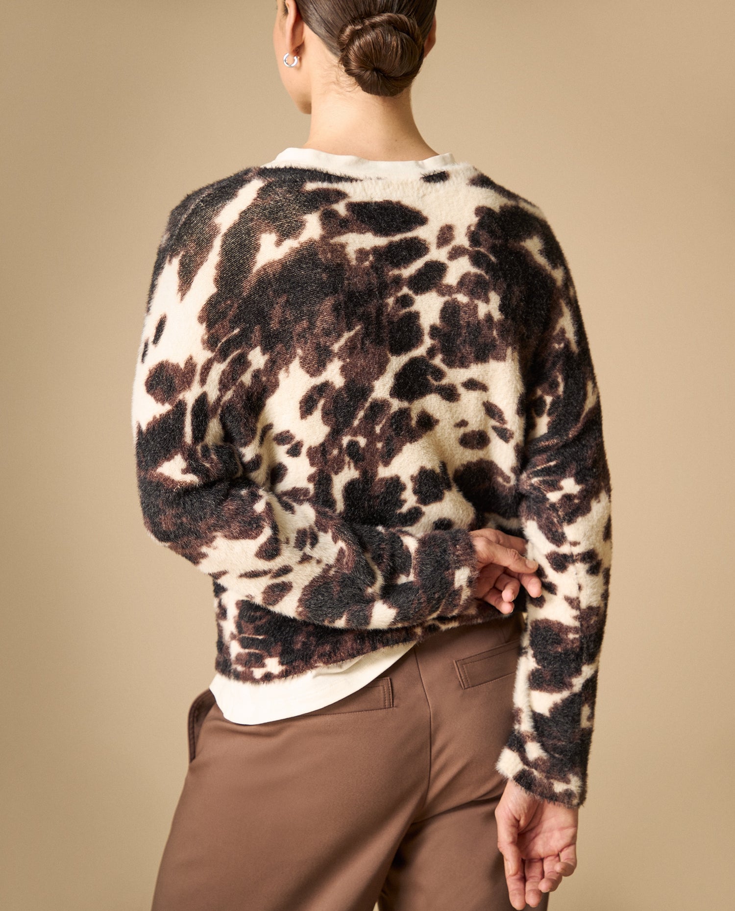 Suéter cardigan cuello bandeja tejido ligero - Crudo