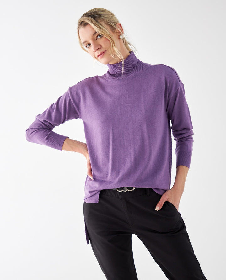 Buzo tejido cuello alto para mujer - Morado 34_462F100_MOR163812_0