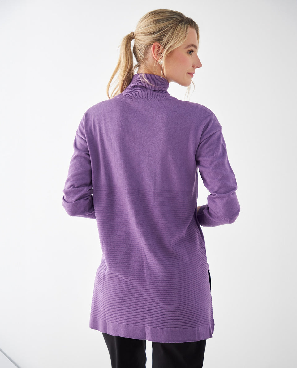 Buzo tejido cuello alto para mujer - Morado 34_462F100_MOR163812_4