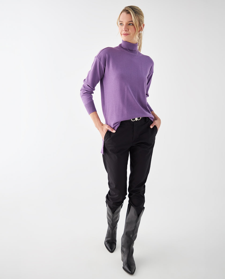 Buzo tejido cuello alto para mujer - Morado 34_462F100_MOR163812_5