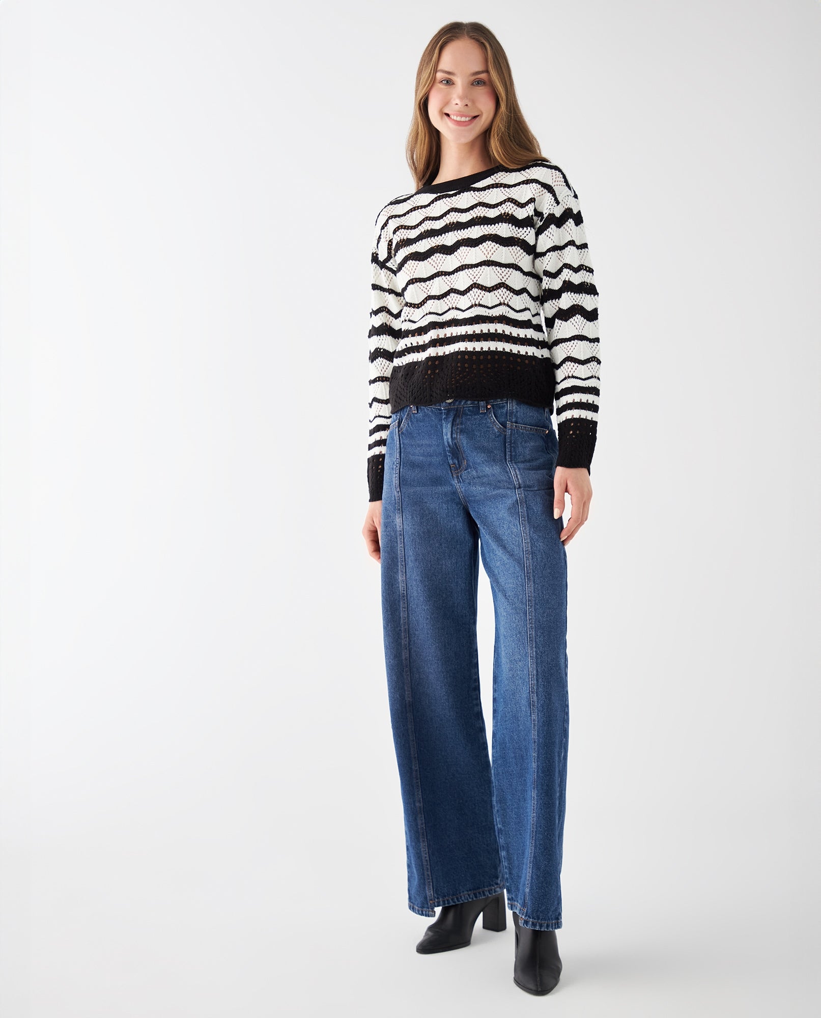 Buzo tejido con detalles desagujados para mujer - Crudo 34_462F109_CRU111001_5