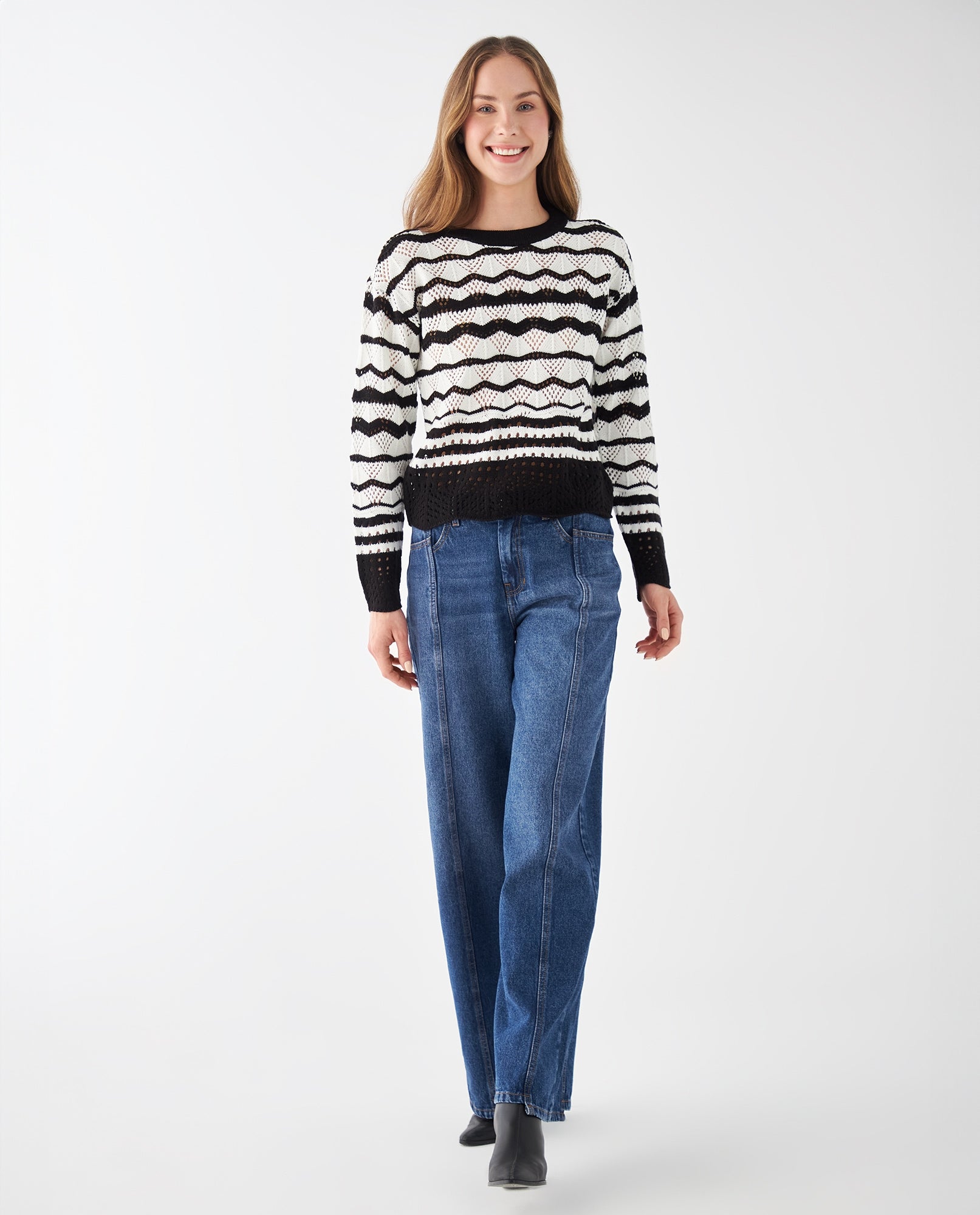 Buzo tejido con detalles desagujados para mujer - Crudo 34_462F109_CRU111001_6