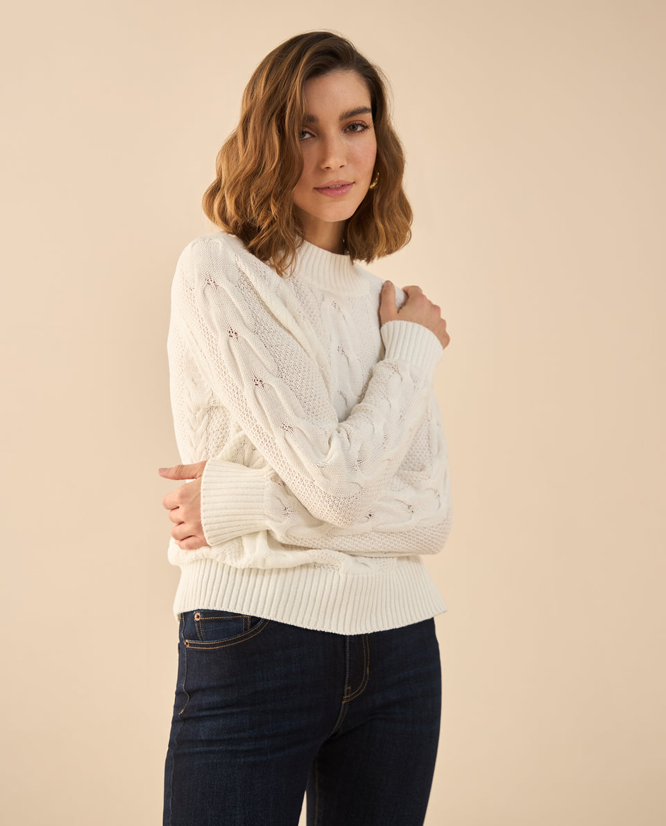 Buzo tejido de diseño cerrado para mujer - Crudo 34_462G200_CRU111001_6