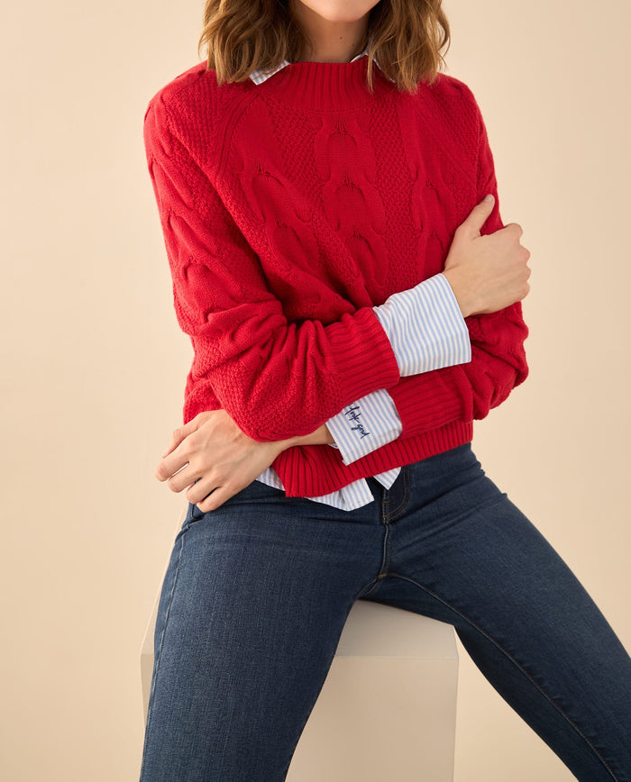 Buzo tejido de diseño cerrado para mujer - Rojo 34_462G200_ROJ171537_0