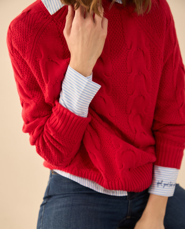 Buzo tejido de diseño cerrado para mujer - Rojo 34_462G200_ROJ171537_3