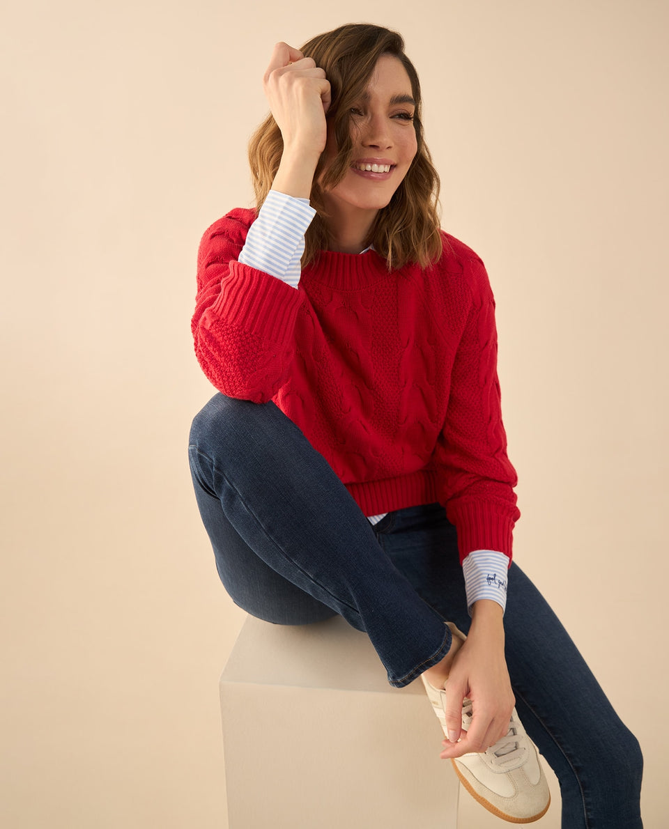 Buzo tejido de diseño cerrado para mujer - Rojo 34_462G200_ROJ171537_5