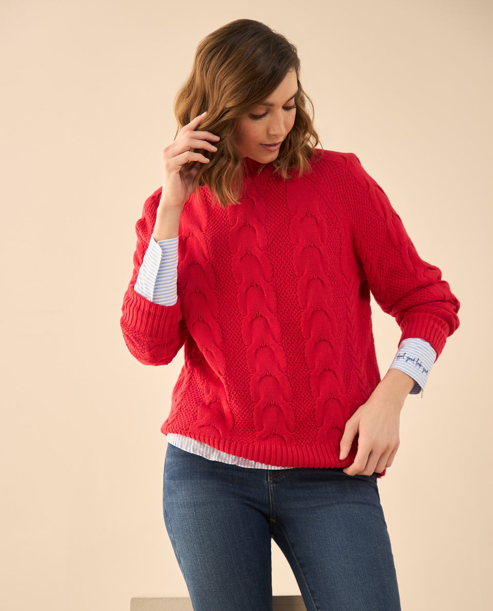 Buzo tejido de diseño cerrado para mujer - Rojo 34_462G200_ROJ171537_6