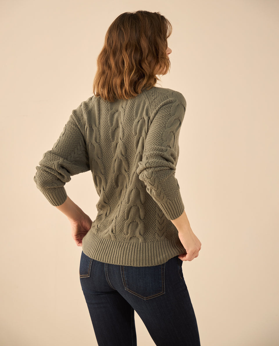 Buzo tejido de diseño cerrado para mujer - Verde 34_462G200_VER165820_4
