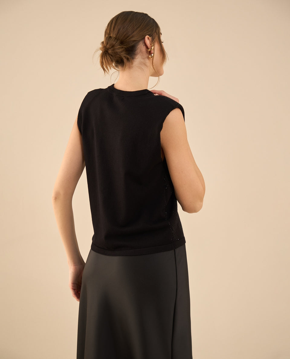 Camisa tejida manga sisa para mujer - Negro 34_462G201_NEG193909_4