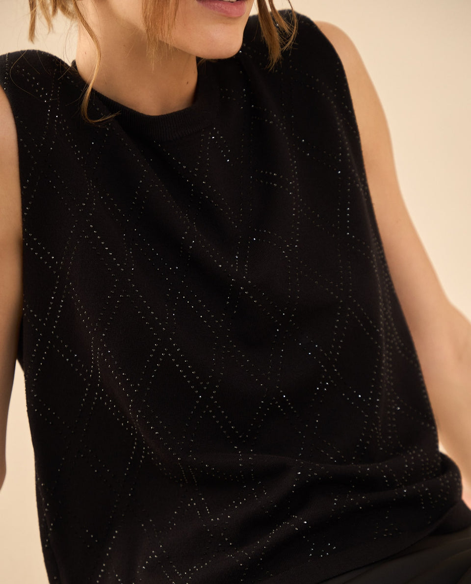 Camisa tejida manga sisa para mujer - Negro 34_462G201_NEG193909_5