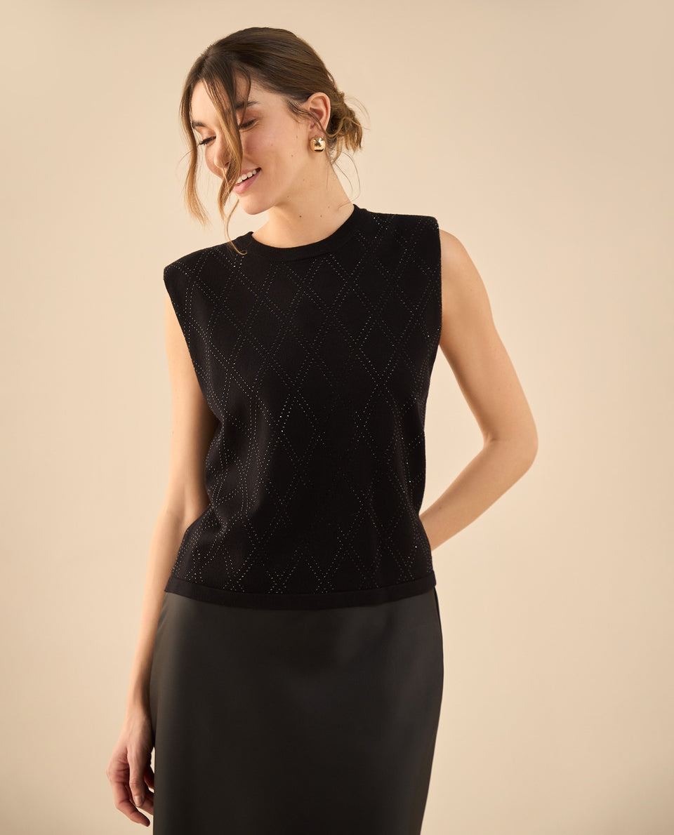 Camisa tejida manga sisa para mujer - Negro 34_462G201_NEG193909_7