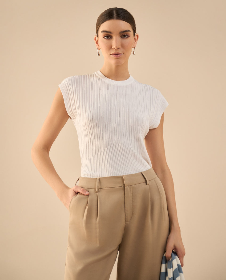 Camisa tejida de diseño cerrado - Crudo 34_462G203_CRU111001_3