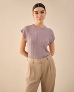 Camisa tejida de diseño cerrado - Morado