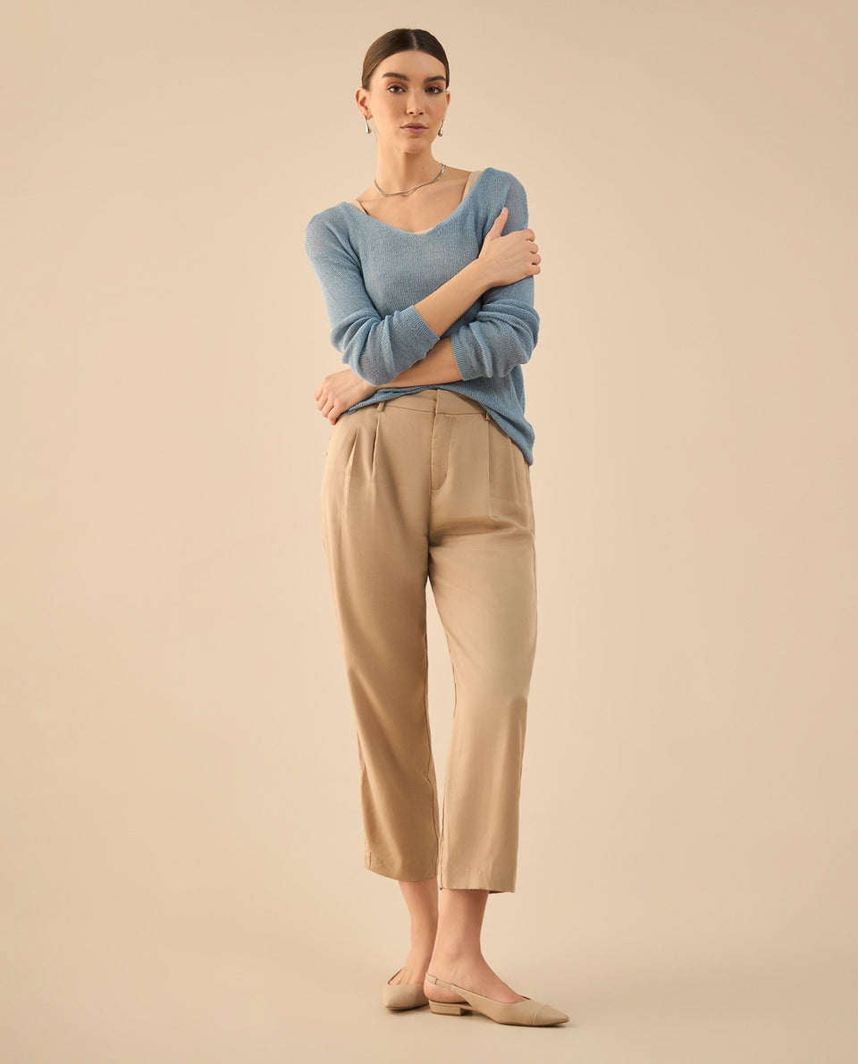 Camisa tejida con escote en V para mujer - Azul 34_462G204_AZU154825_6