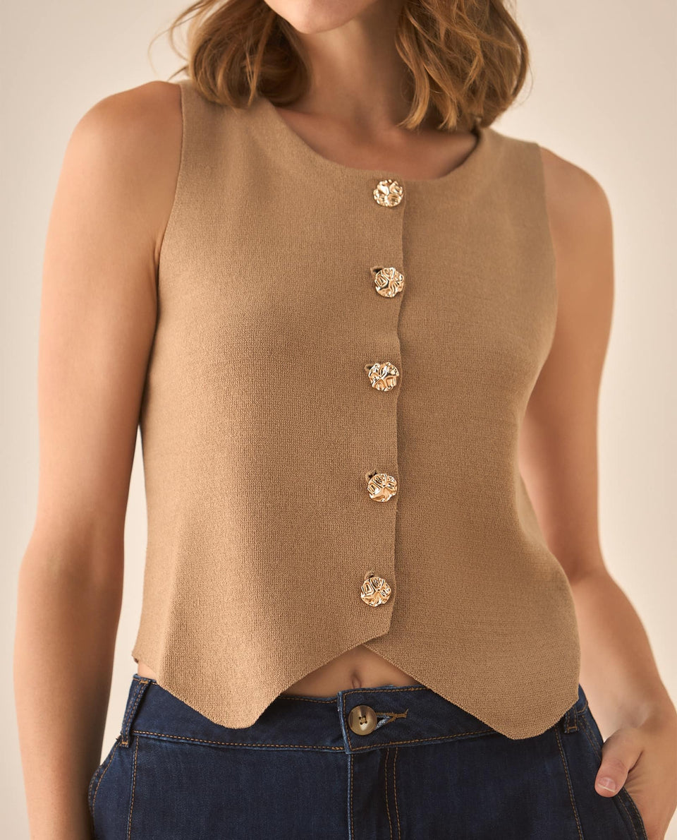 Camisa tejida tipo chaleco para mujer - Café 34_462G205_CAF171230_3