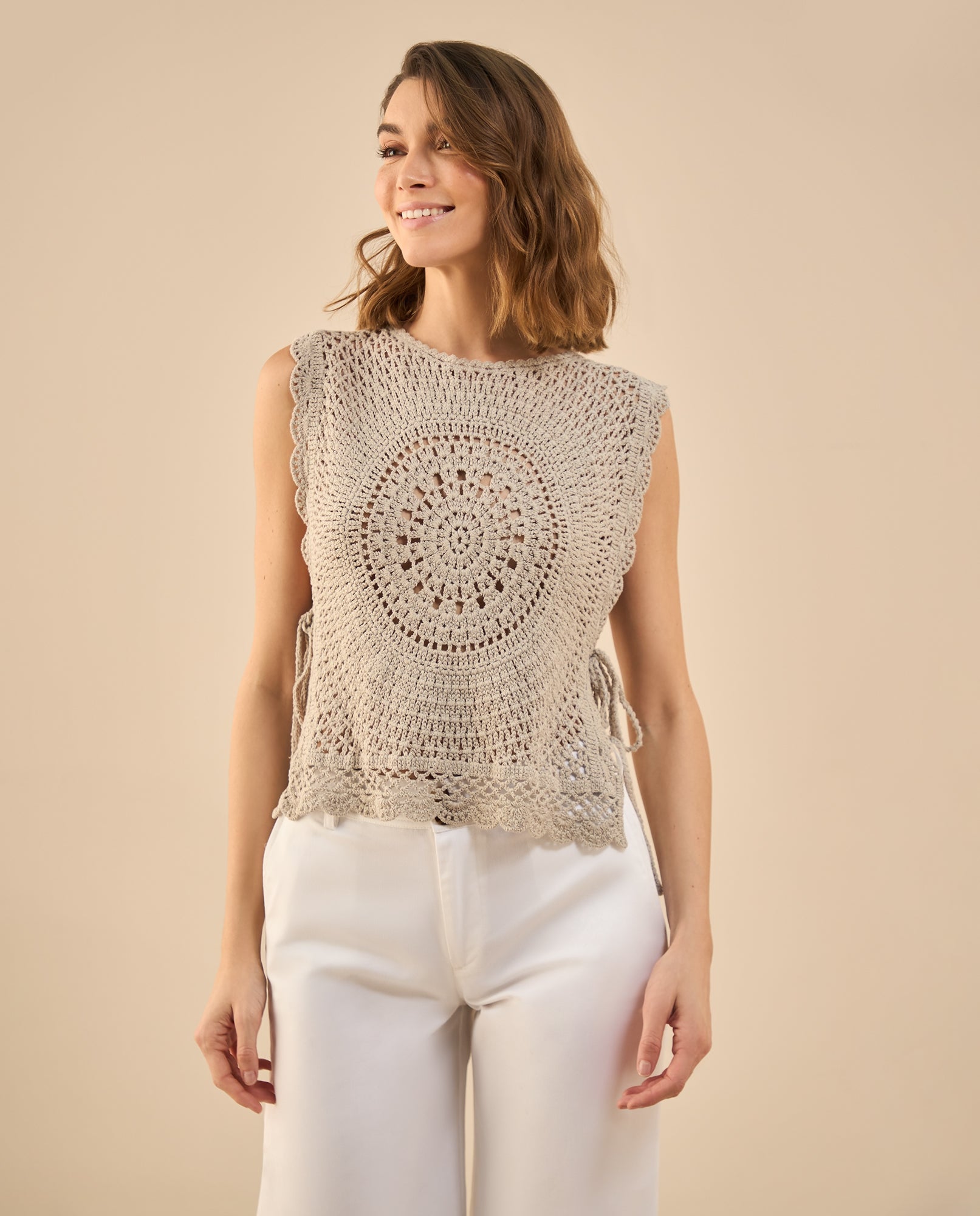 Chaleco tejido para mujer - Gris 34_462G210_GRI165101_6