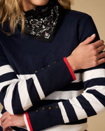 Suéter tejido estilo cardigan con hombro caído - Azul