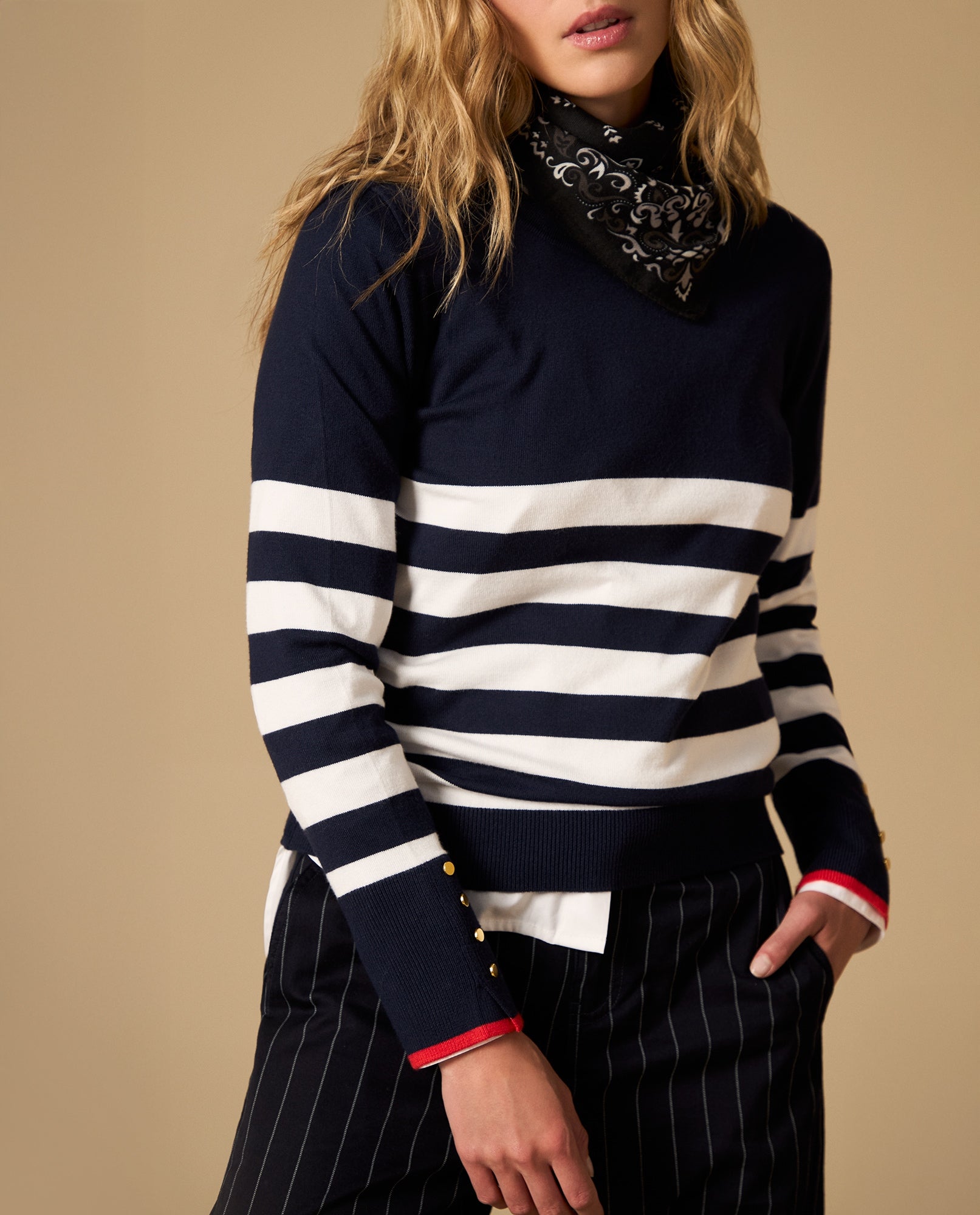 Suéter tejido estilo cardigan con hombro caído - Azul 34_462H200_AZU175126_3