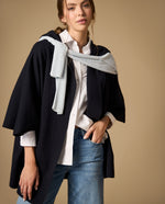 Capa tejida con cuello tipo ojal silueta cardigan - Azul