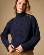 Suéter tejido cuello alto con textura acanalada - Azul