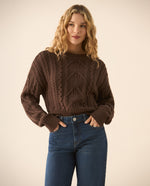 Buzo cuello redondo tejido para mujer  - Café