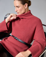 Suéter tejido cuello alto - Rojo
