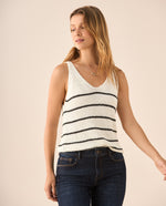 Camisa tejida con escote en V para mujer - Crudo
