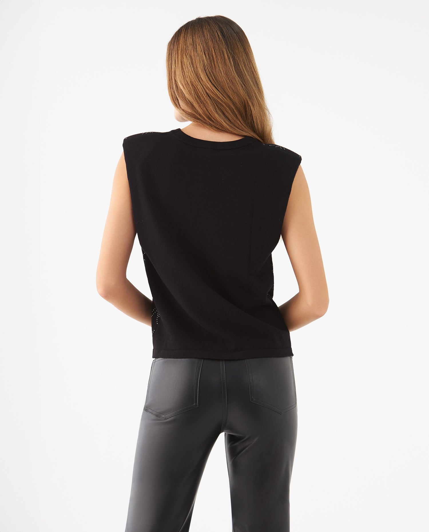 Camisa tejida manga sisa para mujer - Negro