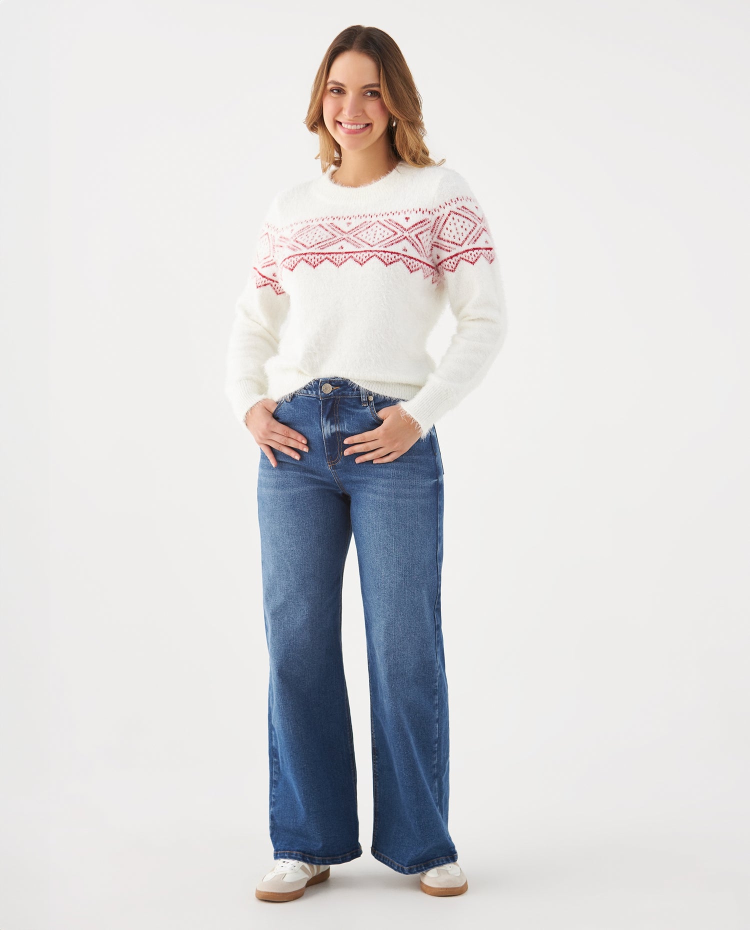 Buzo en bloques de color para mujer - Crudo