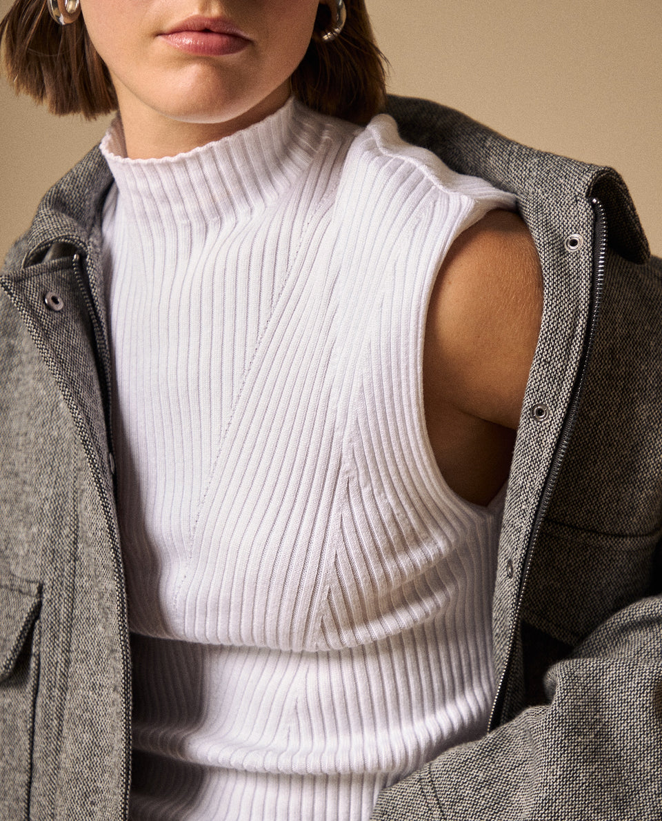 Camisa Tejida Cuello Alto Sin Mangas - Crudo 34_469G201_CRU111001_6