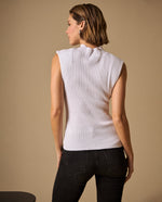 Camisa Tejida Cuello Alto Sin Mangas - Crudo
